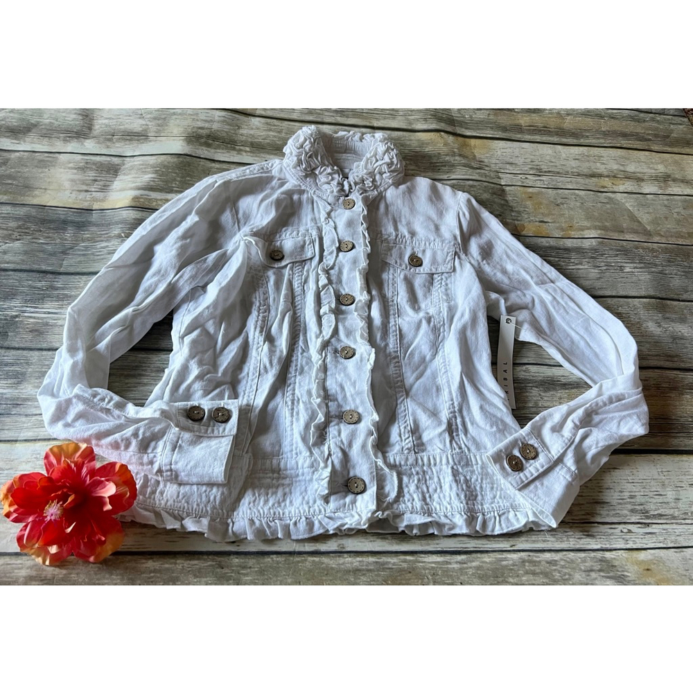 NWT Tribal White Linen Jacket